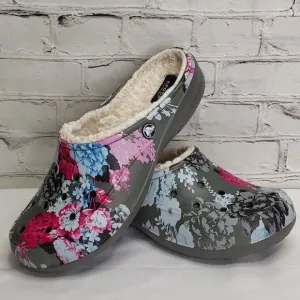 'DUAL CROCS' 'FREESAIL' 'DIGITAL BLOOMS' CLOG IVORY LINING GRAPHIC MULE SHOES
