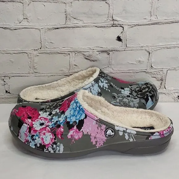 'DUAL CROCS' 'FREESAIL' 'DIGITAL BLOOMS' CLOG IVORY LINING GRAPHIC MULE SHOES