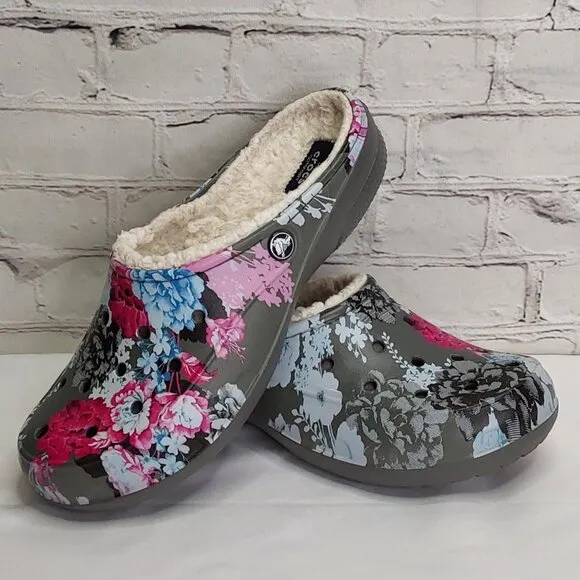 'DUAL CROCS' 'FREESAIL' 'DIGITAL BLOOMS' CLOG IVORY LINING GRAPHIC MULE SHOES
