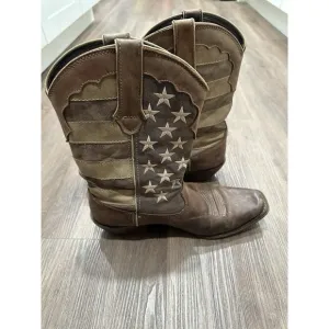 Durango Boots 10 Crush 12&quot; Brown Union Flag Mid-Calf Cowgirl Western Horsegirl