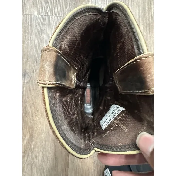 Durango Boots 10 Crush 12&quot; Brown Union Flag Mid-Calf Cowgirl Western Horsegirl