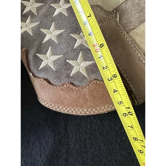 Durango Boots 10 Crush 12&quot; Brown Union Flag Mid-Calf Cowgirl Western Horsegirl