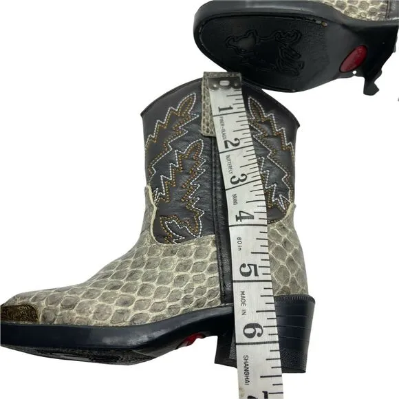 Durango Boy's Gray Black Brown BT713 Man Made Pull On Western Boots sz 5.5D NWOT