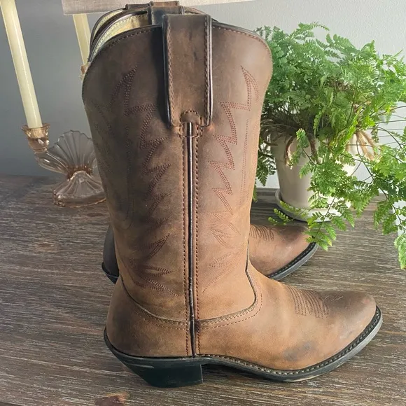 DURANGO RD4112 11&quot; Western Shaft Cowboy BootsStitch Shaft Leather Womens 7 Tan