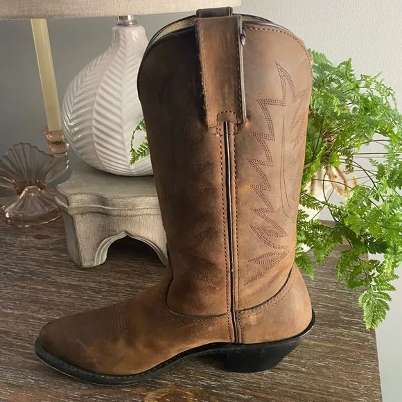DURANGO RD4112 11&quot; Western Shaft Cowboy BootsStitch Shaft Leather Womens 7 Tan
