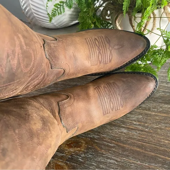 DURANGO RD4112 11&quot; Western Shaft Cowboy BootsStitch Shaft Leather Womens 7 Tan