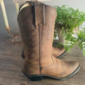 DURANGO RD4112 11&quot; Western Shaft Cowboy BootsStitch Shaft Leather Womens 7 Tan