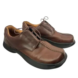 EARTH Y2K Mens Heritage 2 Brown Leather Square Toe Oxford Chunky Heel Shoes 10.5