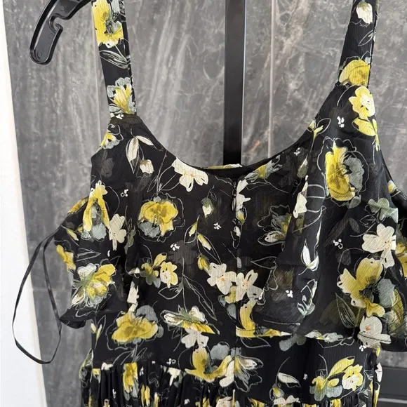 Easel FLORAL PRINTED CHIFFON PLEATED DRESS NWT