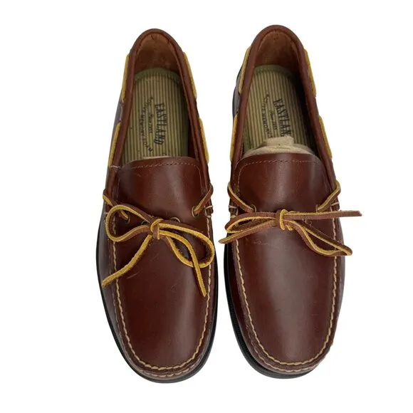 Eastland Brown Leather Boat Shoes Moc Toe &amp; Lace Detail Style Yarmouth Size 10W