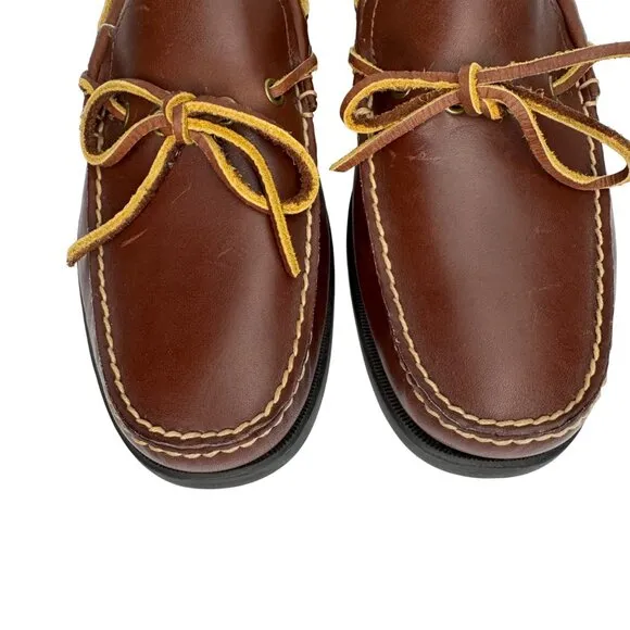Eastland Brown Leather Boat Shoes Moc Toe &amp; Lace Detail Style Yarmouth Size 10W