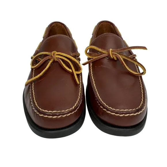 Eastland Brown Leather Boat Shoes Moc Toe &amp; Lace Detail Style Yarmouth Size 10W