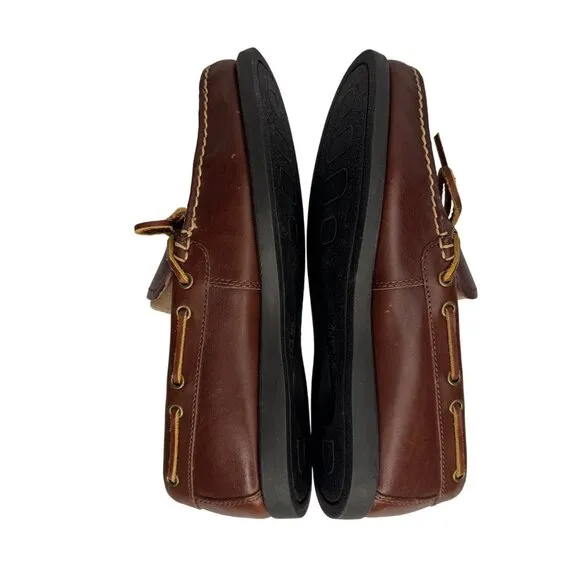 Eastland Brown Leather Boat Shoes Moc Toe &amp; Lace Detail Style Yarmouth Size 10W