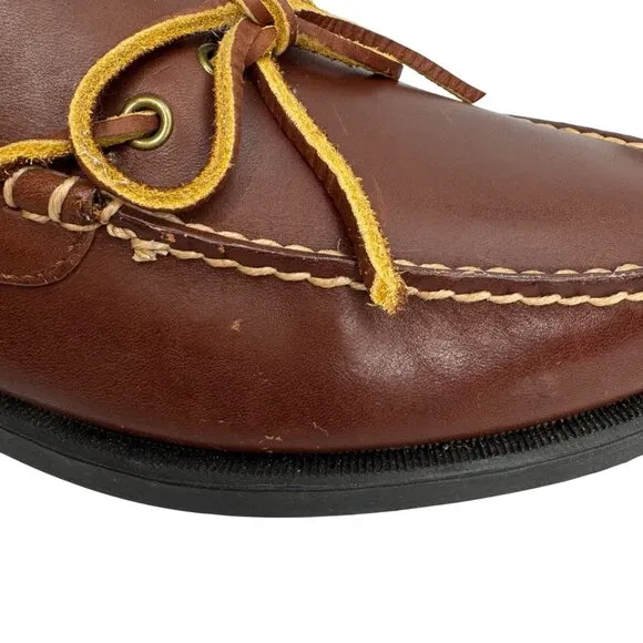 Eastland Brown Leather Boat Shoes Moc Toe &amp; Lace Detail Style Yarmouth Size 10W