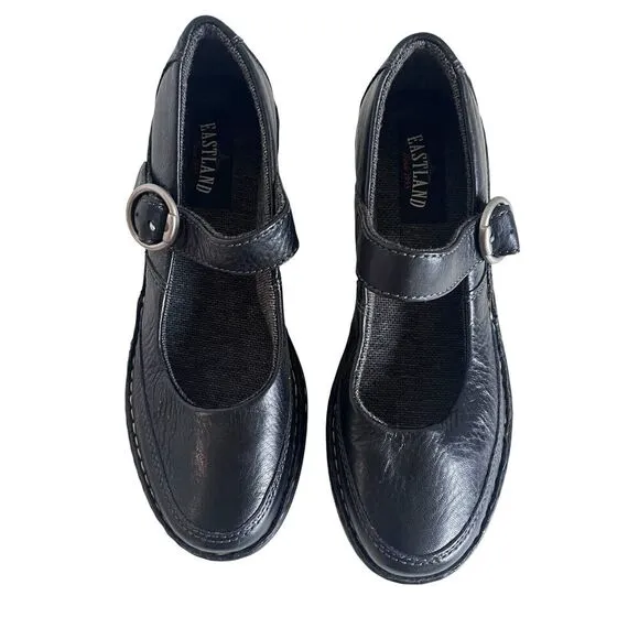 Eastland Womens 8.5M Bella Mary Jane Comfort Shoes Black Leather Casual