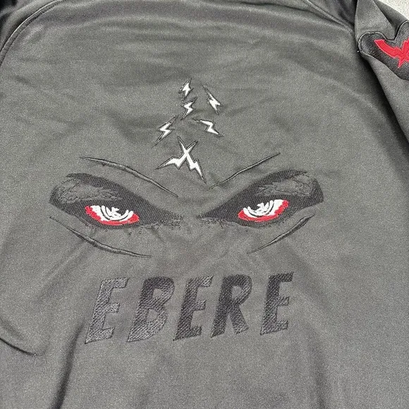 Ebere‎ Hoodie Mens M Black Samurai Girl Embroidery Heart Back Big Eyes Pullover