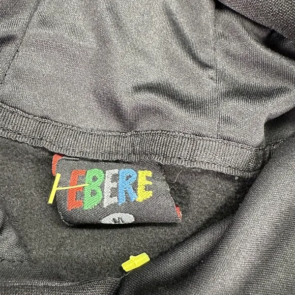 Ebere‎ Hoodie Mens M Black Samurai Girl Embroidery Heart Back Big Eyes Pullover