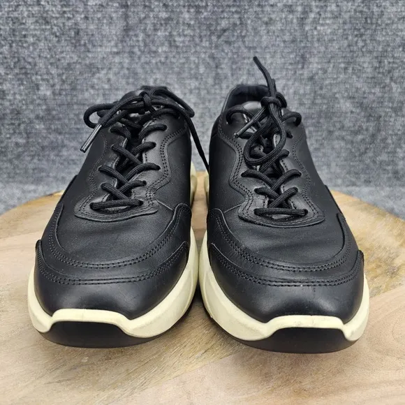 ECCO Chunky Womens Size 7-7.5 EU 38 Black Leaher Lace Up Athletic Casual Shoes