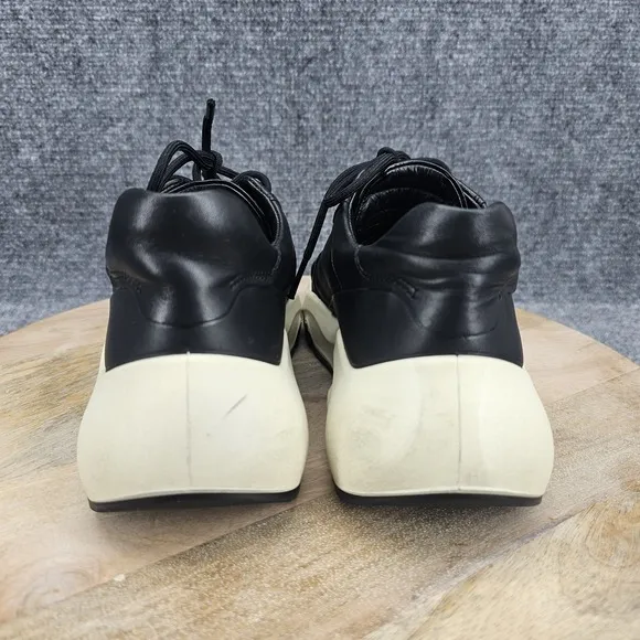 ECCO Chunky Womens Size 7-7.5 EU 38 Black Leaher Lace Up Athletic Casual Shoes
