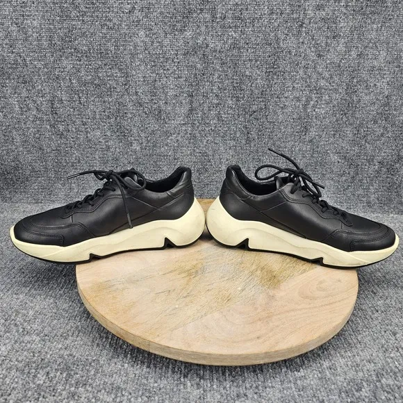 ECCO Chunky Womens Size 7-7.5 EU 38 Black Leaher Lace Up Athletic Casual Shoes