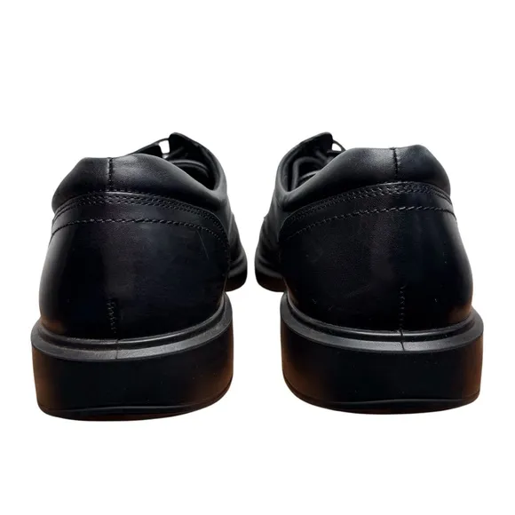 Ecco Helsinki 2 Men's Black Leather Bike-Toe Derby Shoes Dual Fit Soles Sz 9-9.5