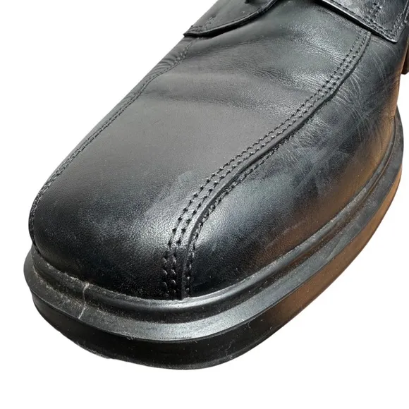Ecco Helsinki 2 Men's Black Leather Bike-Toe Derby Shoes Dual Fit Soles Sz 9-9.5