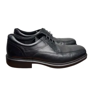Ecco Helsinki 2 Men's Black Leather Bike-Toe Derby Shoes Dual Fit Soles Sz 9-9.5