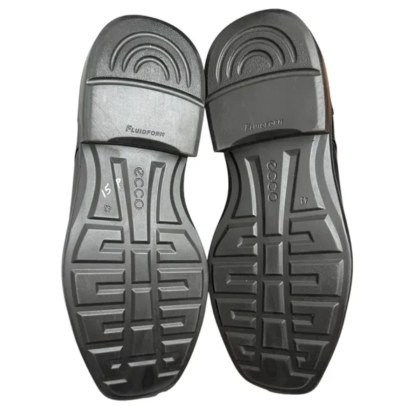 Ecco Helsinki 2 Men's Black Leather Bike-Toe Derby Shoes Dual Fit Soles Sz 9-9.5