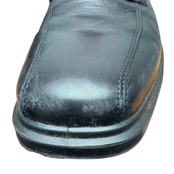Ecco Helsinki 2 Men's Black Leather Bike-Toe Derby Shoes Dual Fit Soles Sz 9-9.5