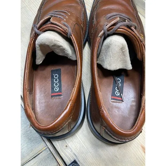 ECCO Men’s Brown Leather Lace Up Oxford Dress Shoes EU 44 US 10/10.5