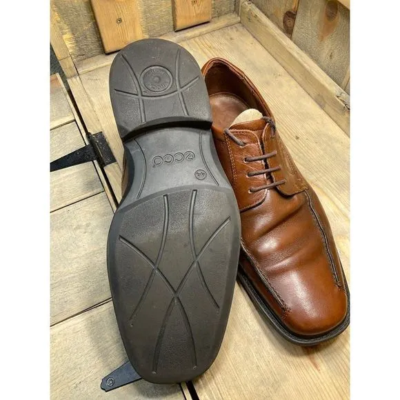ECCO Men’s Brown Leather Lace Up Oxford Dress Shoes EU 44 US 10/10.5