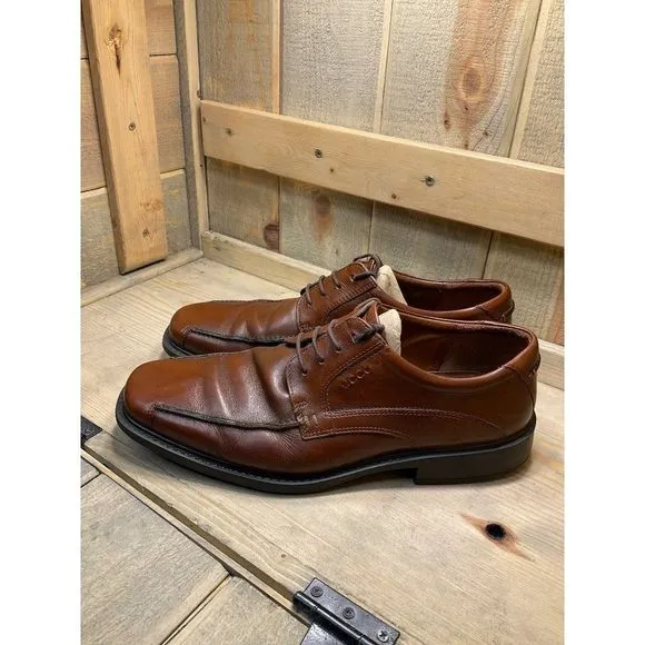 ECCO Men’s Brown Leather Lace Up Oxford Dress Shoes EU 44 US 10/10.5