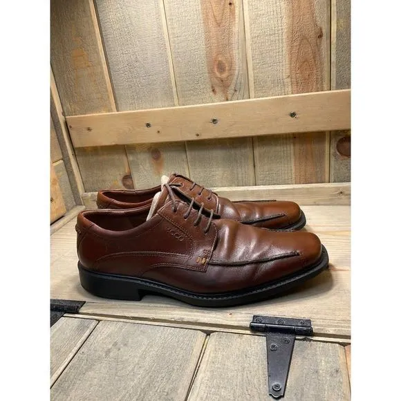 ECCO Men’s Brown Leather Lace Up Oxford Dress Shoes EU 44 US 10/10.5