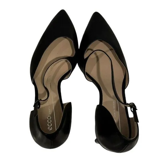 Ecco Shape Stiletto‎ 75 Sleek Dress Black Leather Shoes Size SZ 39 US 8/8.5