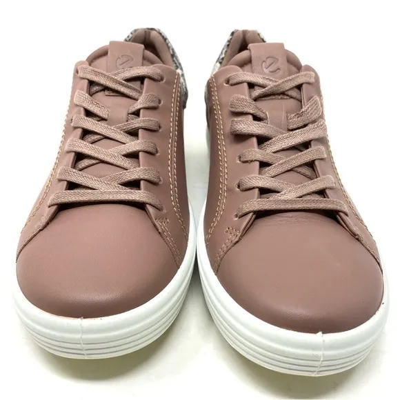 ECCO SOFT 7 LADIES 470343 Leather Sneakers Morel Limestone Black
