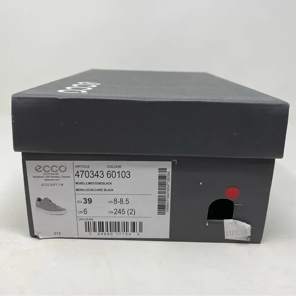 ECCO SOFT 7 LADIES 470343 Leather Sneakers Morel Limestone Black