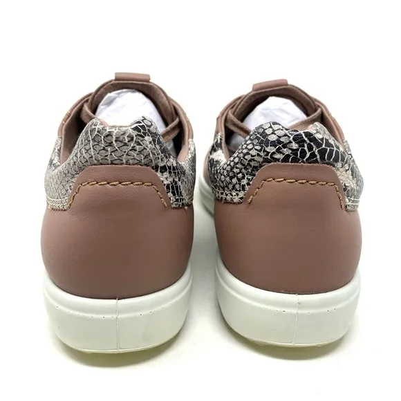 ECCO SOFT 7 LADIES 470343 Leather Sneakers Morel Limestone Black