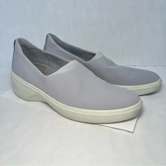 Ecco Soft 7 Wedge Slip On Sneaker Comfort Shoes Casual Silver Gray Women 9-9.5