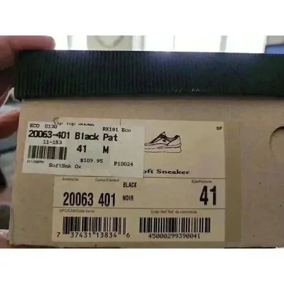 ECCO Soft Pxford Sneakers Sz US 8-8.5 (EU 41) New WithouBox Patent Leather Black