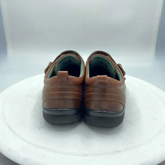 Ecco Womens Clay Loafer Shoes Brown Button Strap