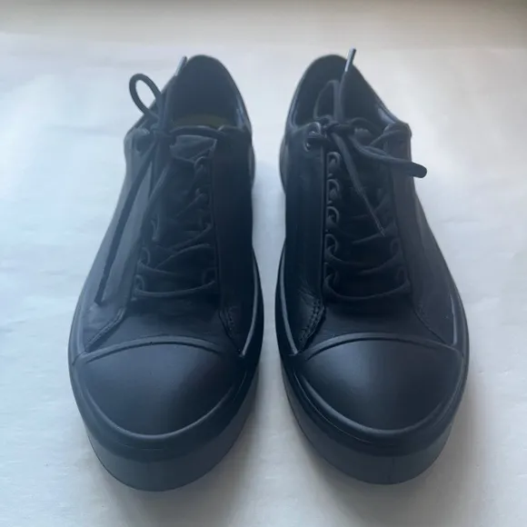 ECCO Womens EU 38 US 8 Flexure T-Cap Soft Black Leather Low Top Sneakers Shoes