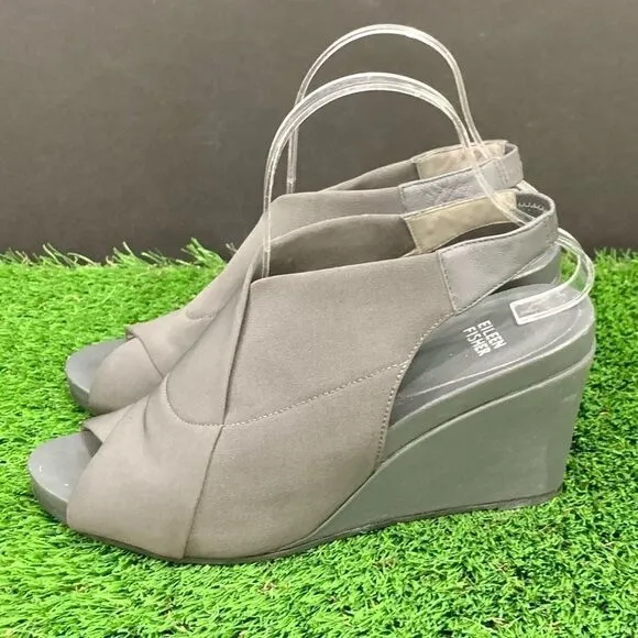 EILEEN FISHER | Cross Wedge Sandals | Grey