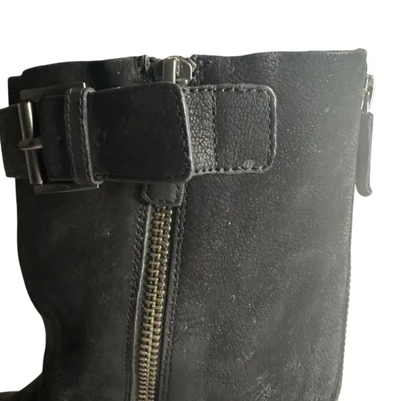 Eileen Fisher Log Harness Moto Biker Leather Mid-Calf Boots Size 8