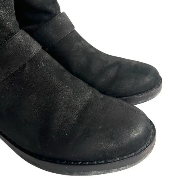 Eileen Fisher Log Harness Moto Biker Leather Mid-Calf Boots Size 8