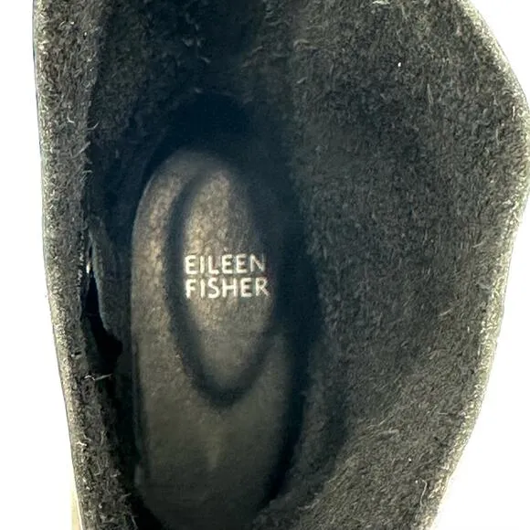 EILEEN FISHER NOVA BLACK SOFT LEATHER LOW BLOCK HEEL BIKER MOTO MID-CALF BOOTS