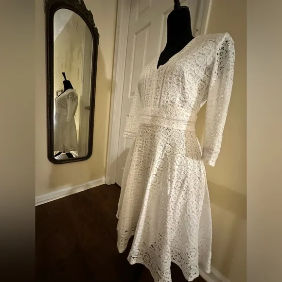 Eliza J Lace Medallion Fit and Flare Dress