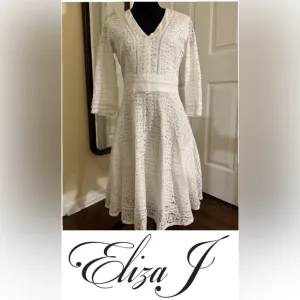 Eliza J Lace Medallion Fit and Flare Dress