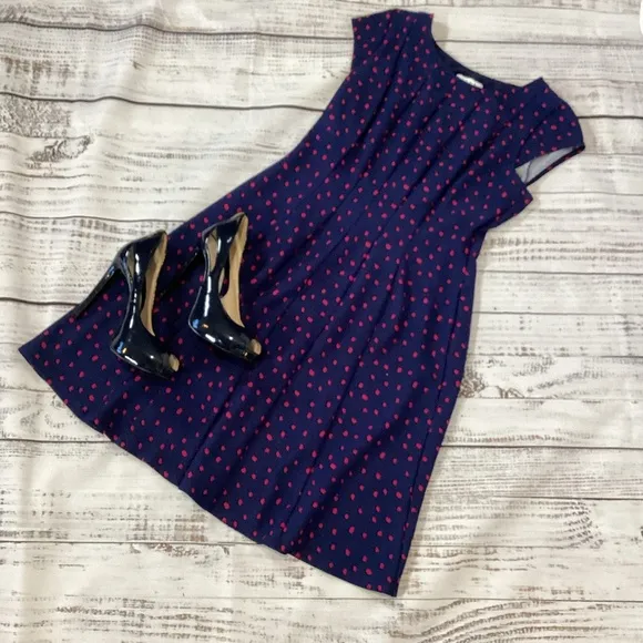 Elle Blue &amp; Hot Pink Polka Dot Dress EUC Size Large