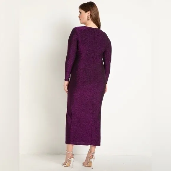 Eloquii NWT Purple Glitter Cut Out Midi Gown Dress 20