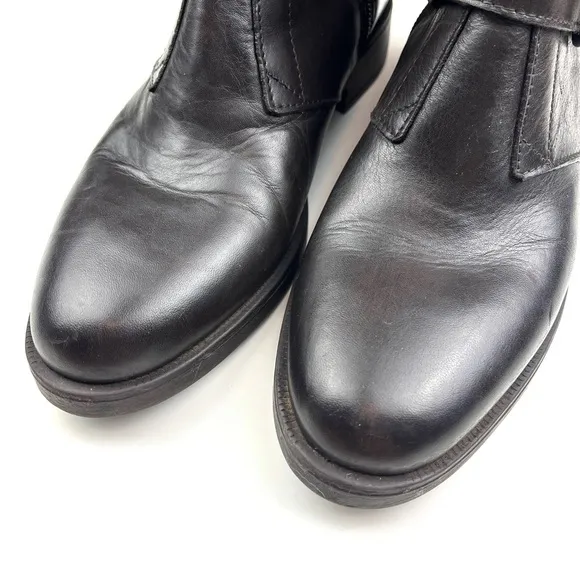 Emanuele Crasto Dark Brown Italian Leather Moto Biker Mid Shaft Boots 8.5